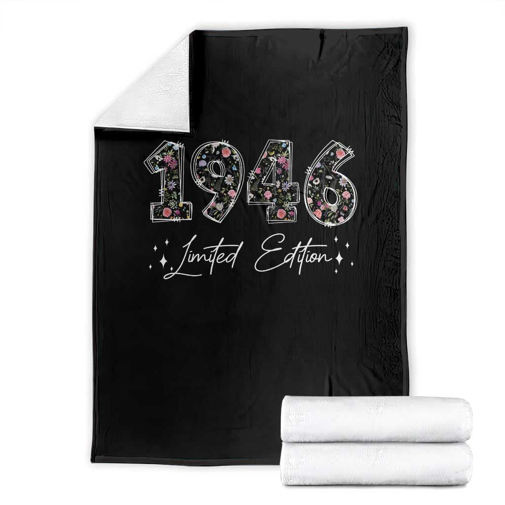 80th Birthday Throw Blanket Floral 1946 80 Year Old Birthday Gifts For Women