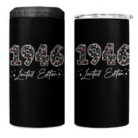 80th Birthday 4 in 1 Can Cooler Tumbler Floral 1946 80 Year Old Birthday Gifts For Women