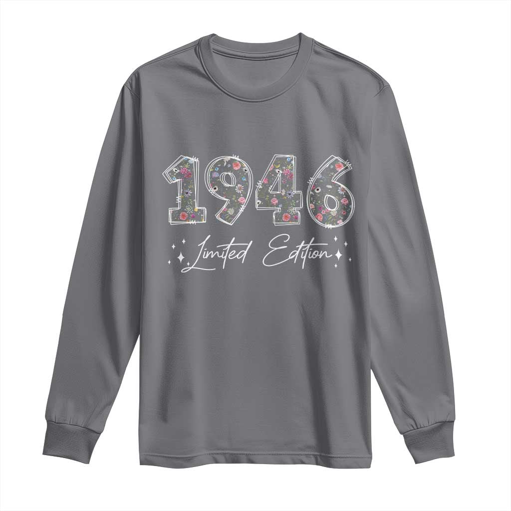 80th Birthday Long Sleeve Shirt Floral 1946 80 Year Old Birthday Gifts For Women