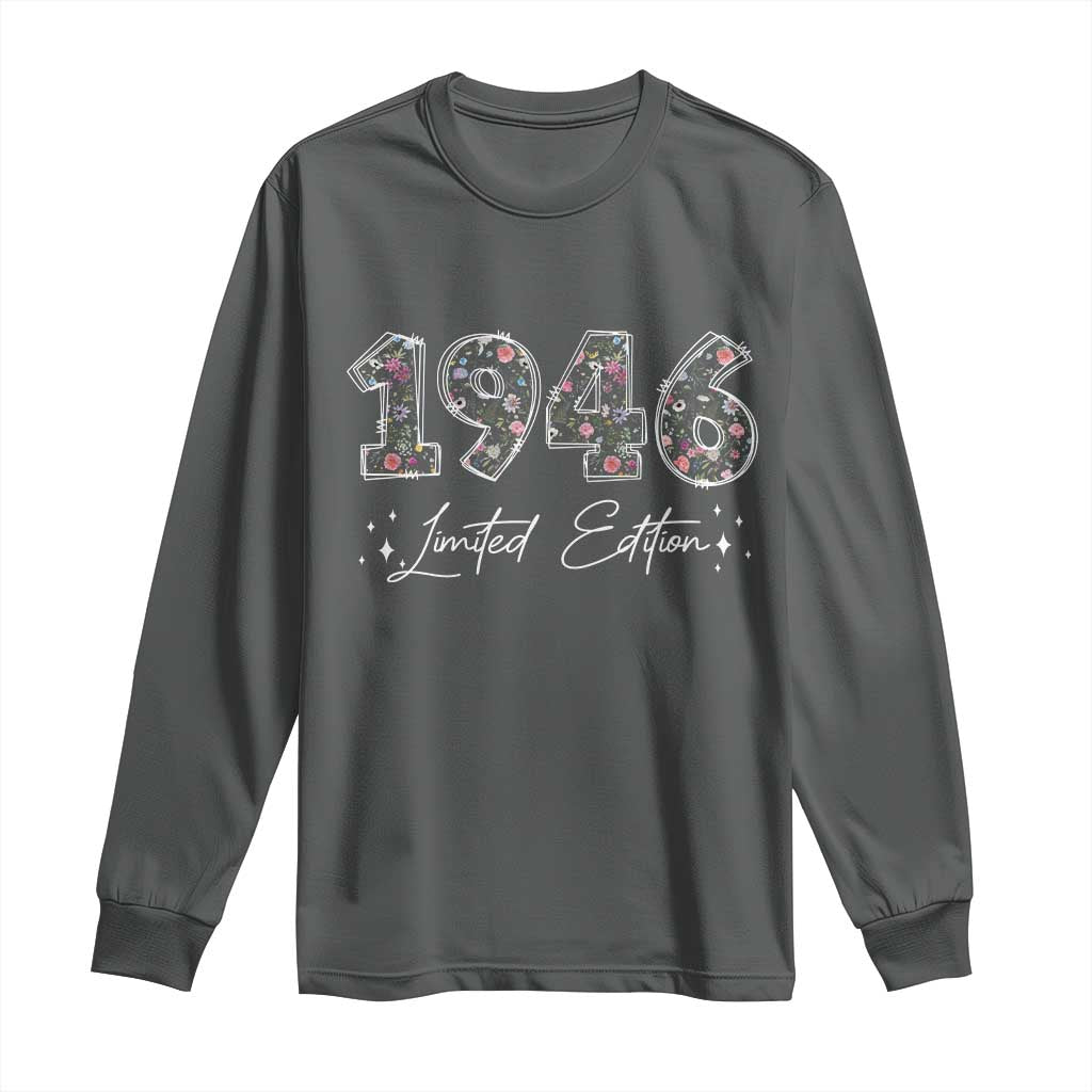 80th Birthday Long Sleeve Shirt Floral 1946 80 Year Old Birthday Gifts For Women