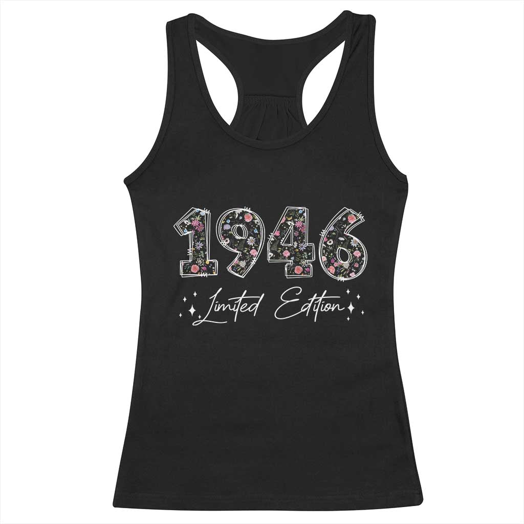 80th Birthday Racerback Tank Top Floral 1946 80 Year Old Birthday Gifts For Women