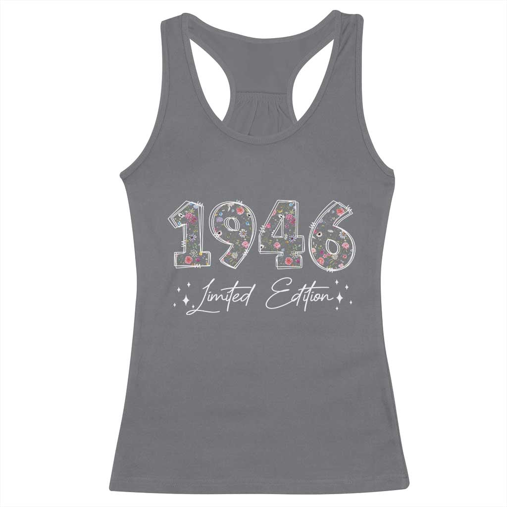 80th Birthday Racerback Tank Top Floral 1946 80 Year Old Birthday Gifts For Women