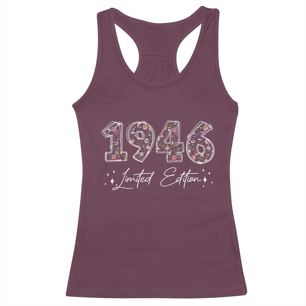 80th Birthday Racerback Tank Top Floral 1946 80 Year Old Birthday Gifts For Women