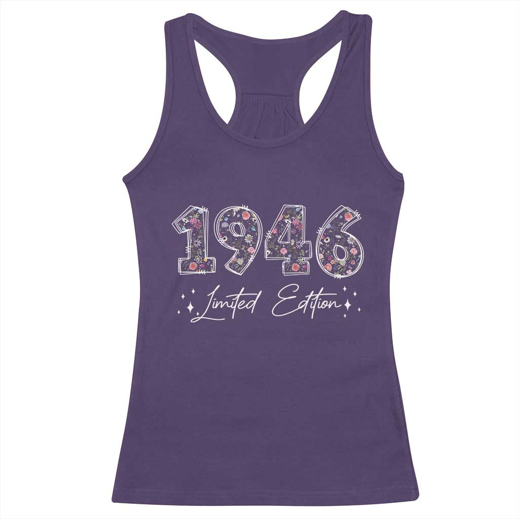 80th Birthday Racerback Tank Top Floral 1946 80 Year Old Birthday Gifts For Women