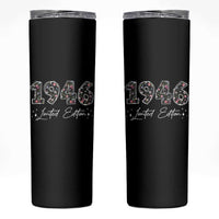 80th Birthday Skinny Tumbler Floral 1946 80 Year Old Birthday Gifts For Women