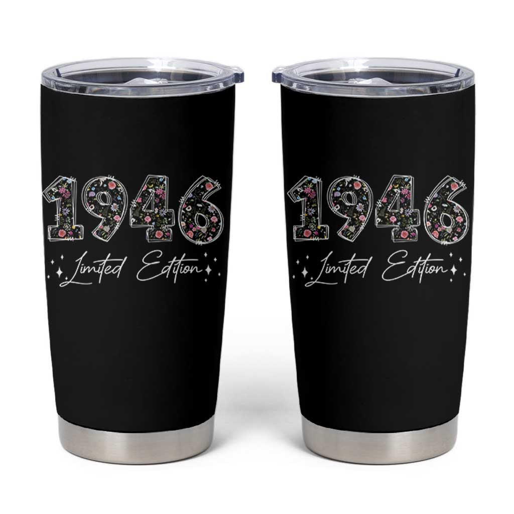 80th Birthday Tumbler Cup Floral 1946 80 Year Old Birthday Gifts For Women