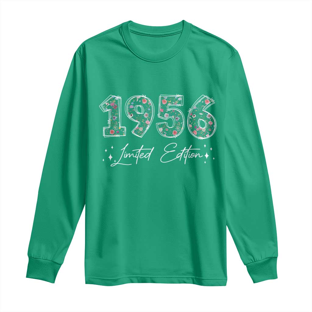 70th Birthday Long Sleeve Shirt Floral 1956 70 Year Old Birthday Gifts For Women