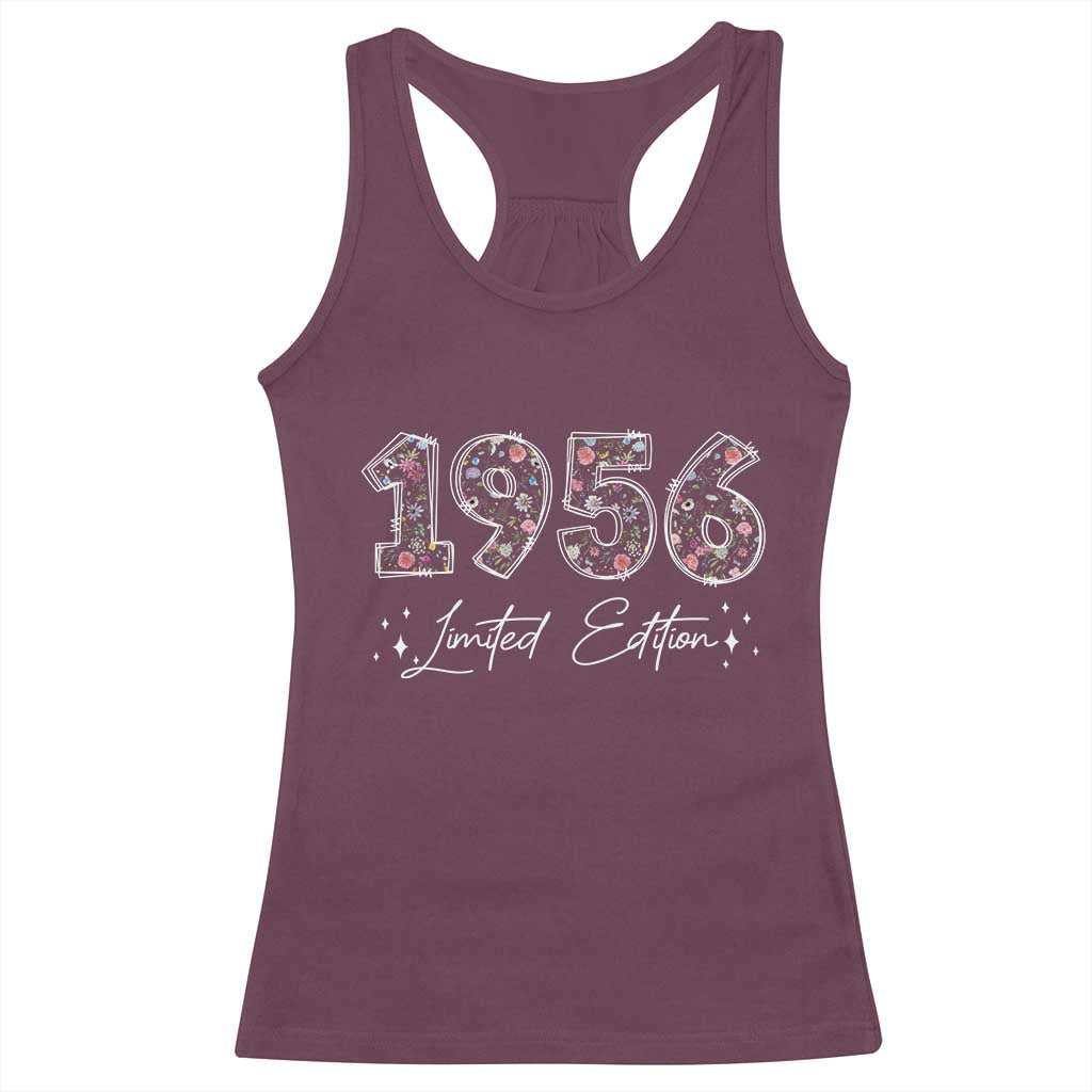 70th Birthday Racerback Tank Top Floral 1956 70 Year Old Birthday Gifts For Women