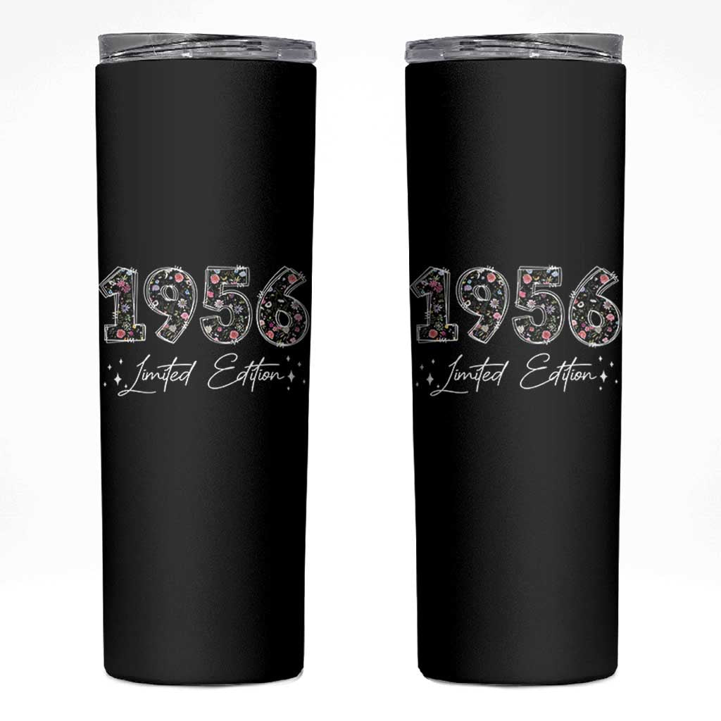 70th Birthday Skinny Tumbler Floral 1956 70 Year Old Birthday Gifts For Women
