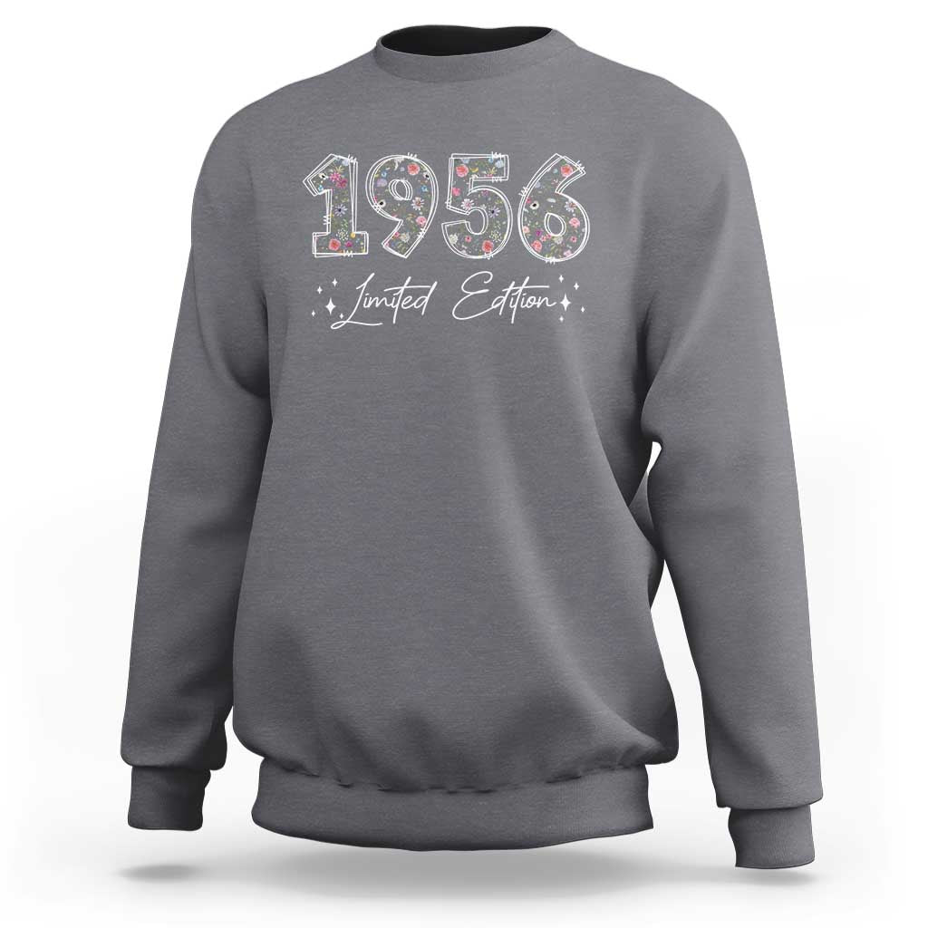 70th Birthday Sweatshirt Floral 1956 70 Year Old Birthday Gifts For Women