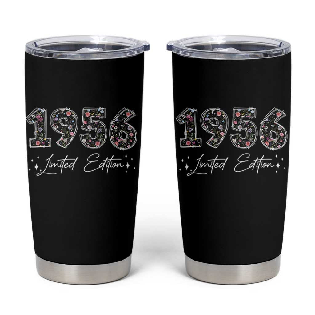 70th Birthday Tumbler Cup Floral 1956 70 Year Old Birthday Gifts For Women