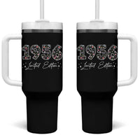 70th Birthday Tumbler With Handle Floral 1956 70 Year Old Birthday Gifts For Women