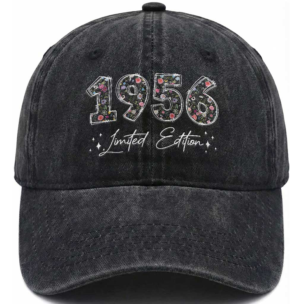 70th Birthday Washed Cotton Baseball Cap Floral 1956 70 Year Old Birthday Gifts For Women