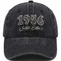 70th Birthday Washed Cotton Baseball Cap Floral 1956 70 Year Old Birthday Gifts For Women