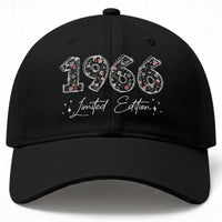 60th Birthday Baseball Cap Floral 1966 60 Year Old Birthday Gifts For Women