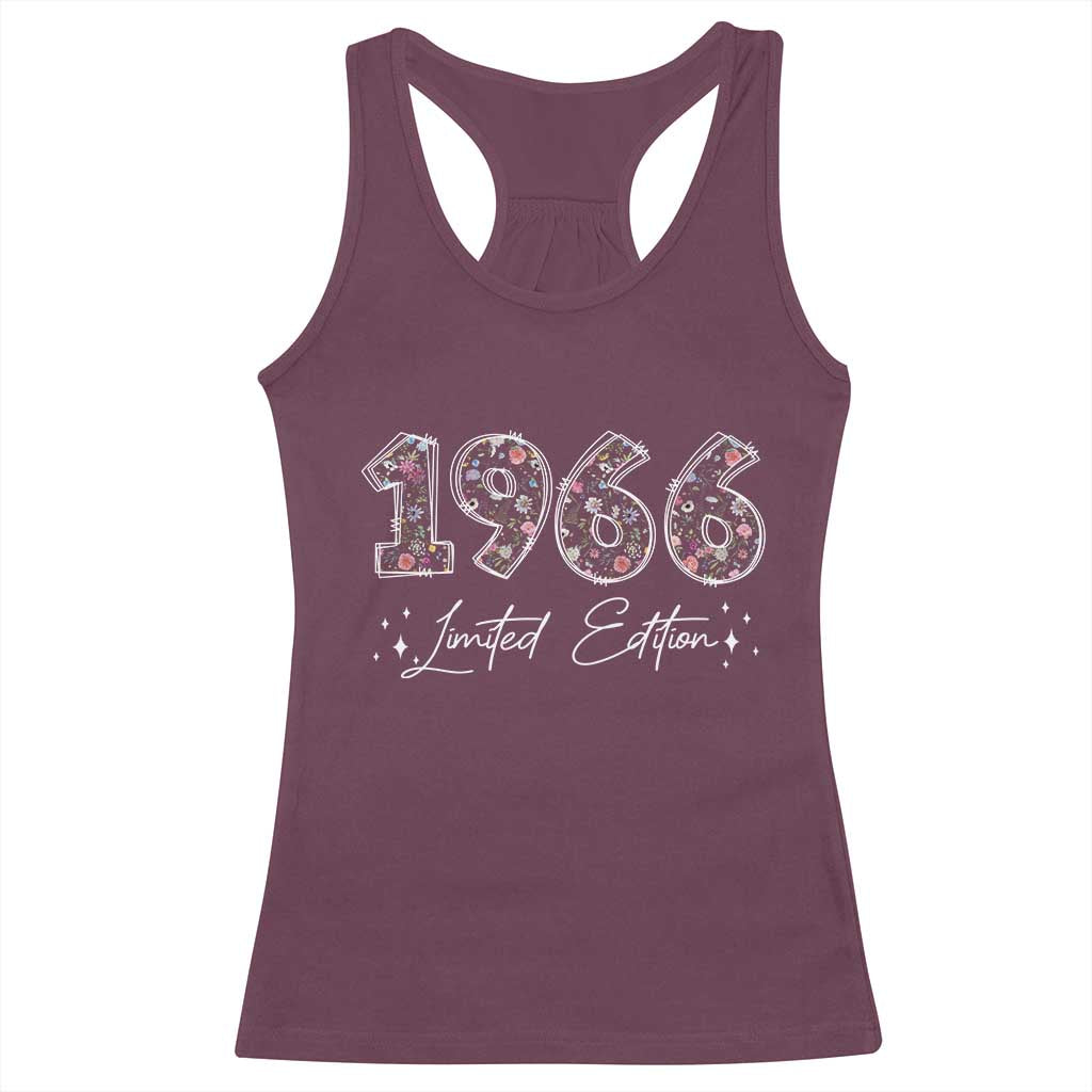 60th Birthday Racerback Tank Top Floral 1966 60 Year Old Birthday Gifts For Women