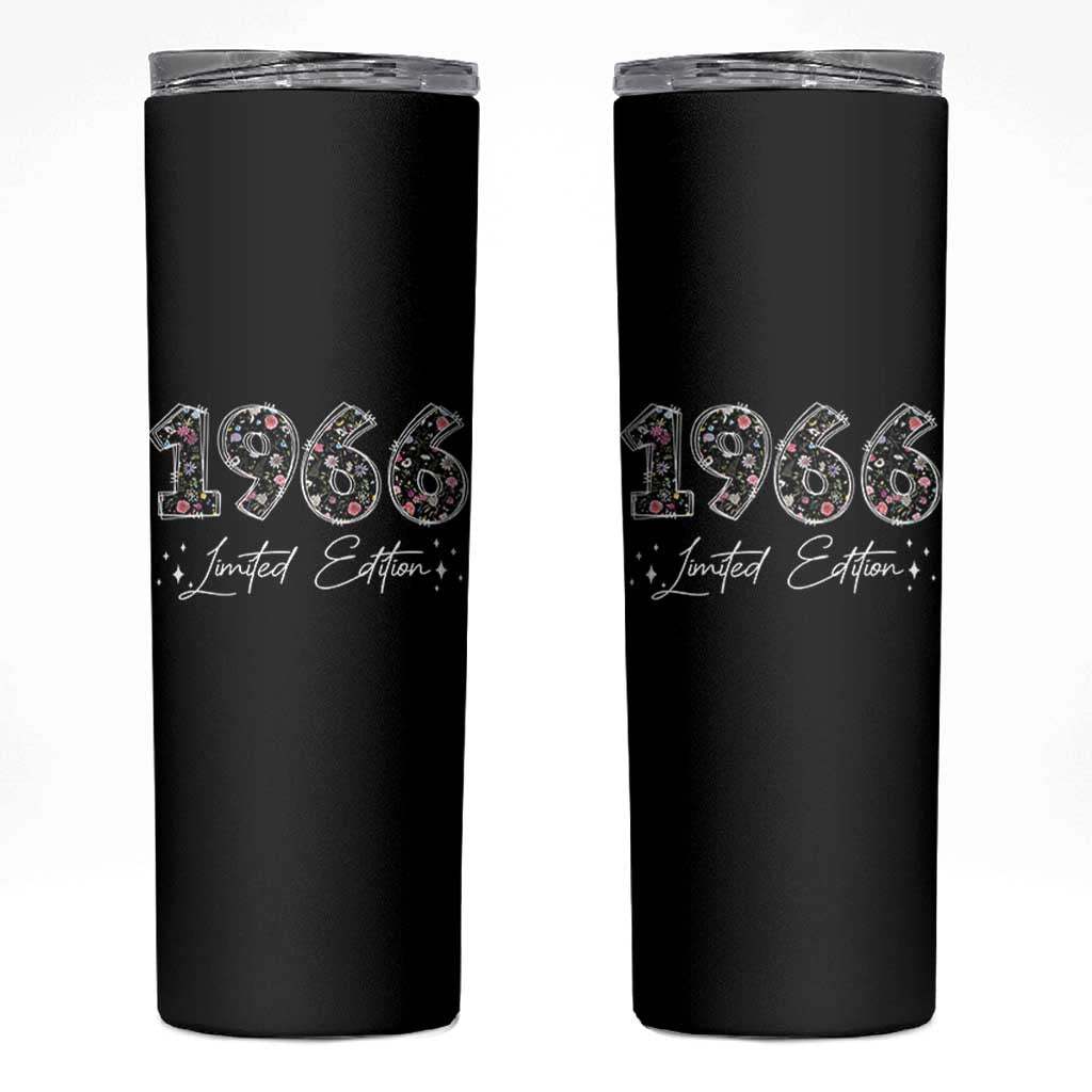 60th Birthday Skinny Tumbler Floral 1966 60 Year Old Birthday Gifts For Women