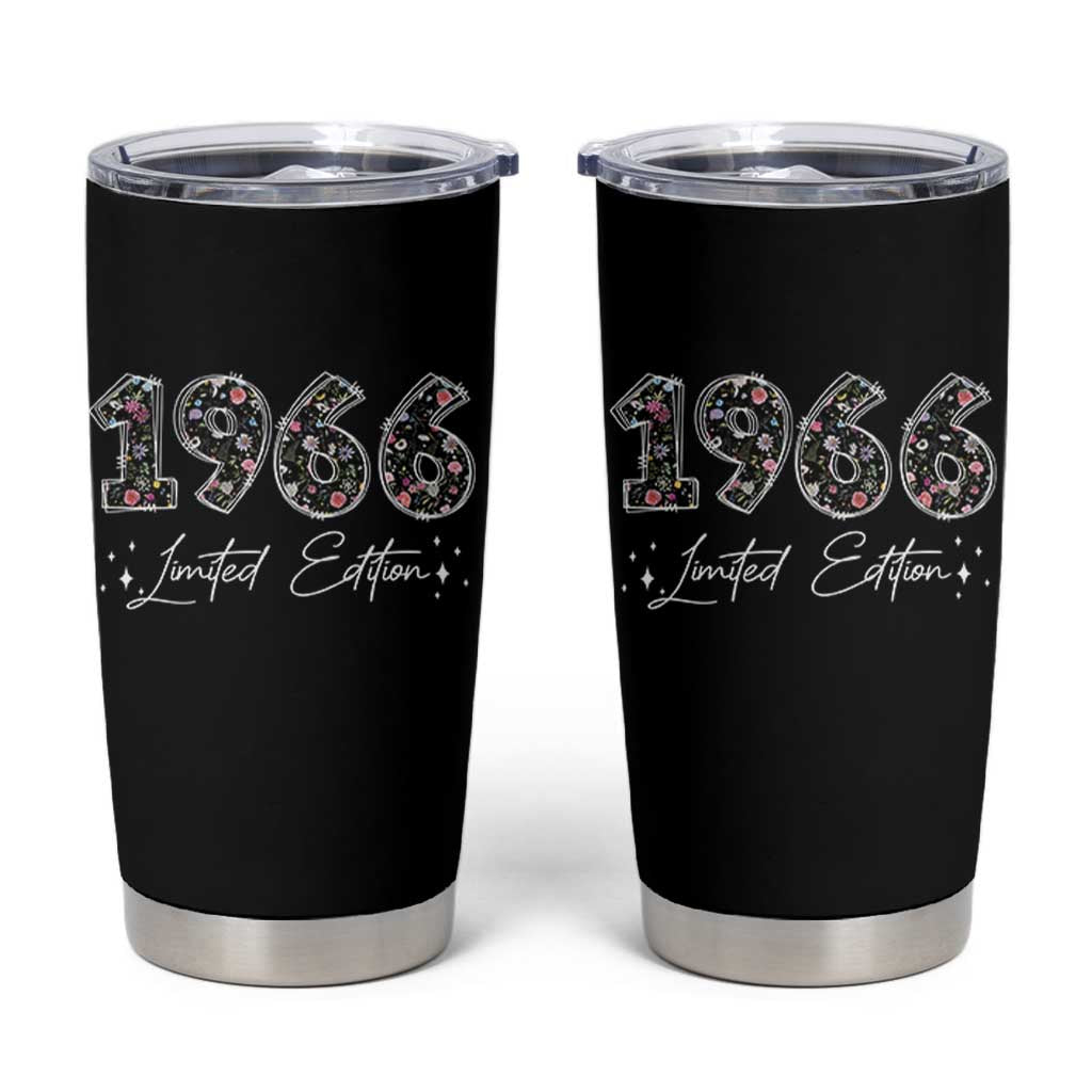 60th Birthday Tumbler Cup Floral 1966 60 Year Old Birthday Gifts For Women