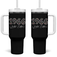 60th Birthday Tumbler With Handle Floral 1966 60 Year Old Birthday Gifts For Women