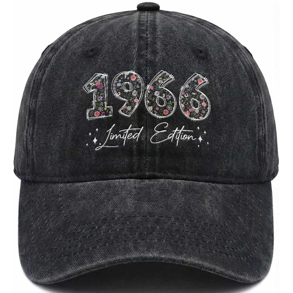 60th Birthday Washed Cotton Baseball Cap Floral 1966 60 Year Old Birthday Gifts For Women