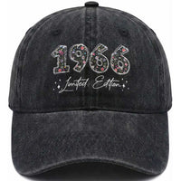 60th Birthday Washed Cotton Baseball Cap Floral 1966 60 Year Old Birthday Gifts For Women