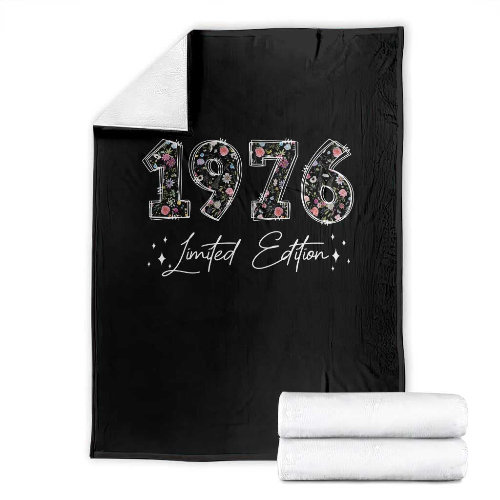 50th Birthday Throw Blanket Floral 1976 50 Year Old Birthday Gifts For Women