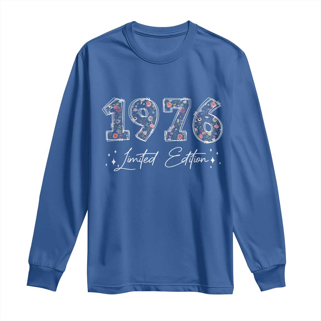 50th Birthday Long Sleeve Shirt Floral 1976 50 Year Old Birthday Gifts For Women