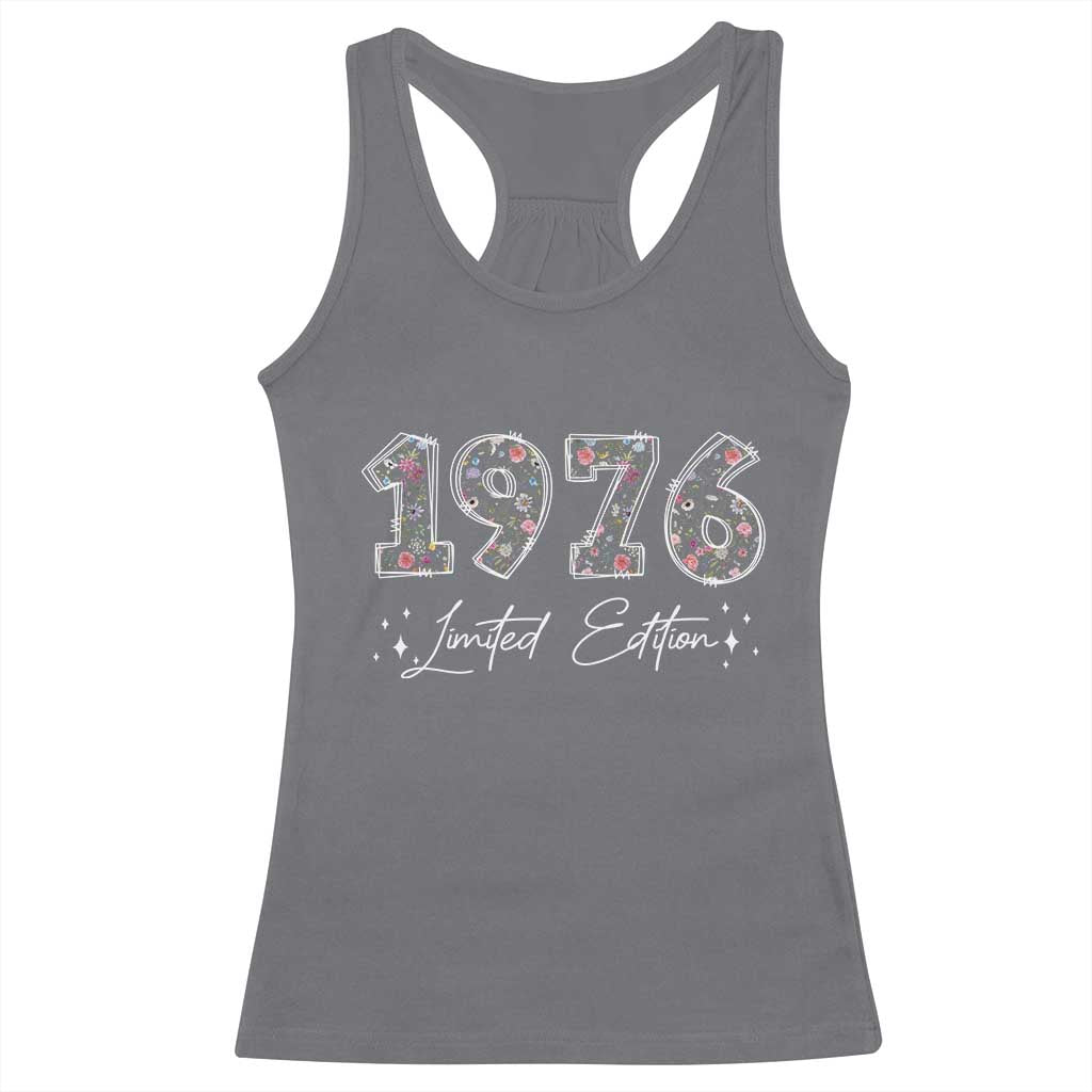 50th Birthday Racerback Tank Top Floral 1976 50 Year Old Birthday Gifts For Women