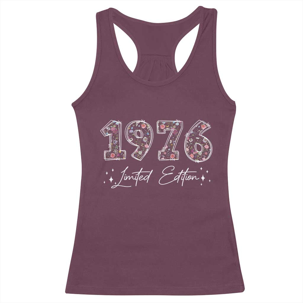 50th Birthday Racerback Tank Top Floral 1976 50 Year Old Birthday Gifts For Women