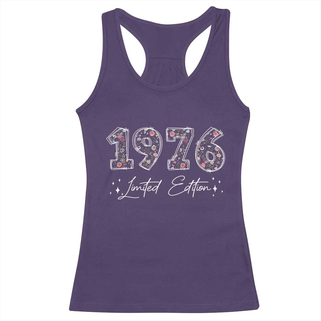 50th Birthday Racerback Tank Top Floral 1976 50 Year Old Birthday Gifts For Women