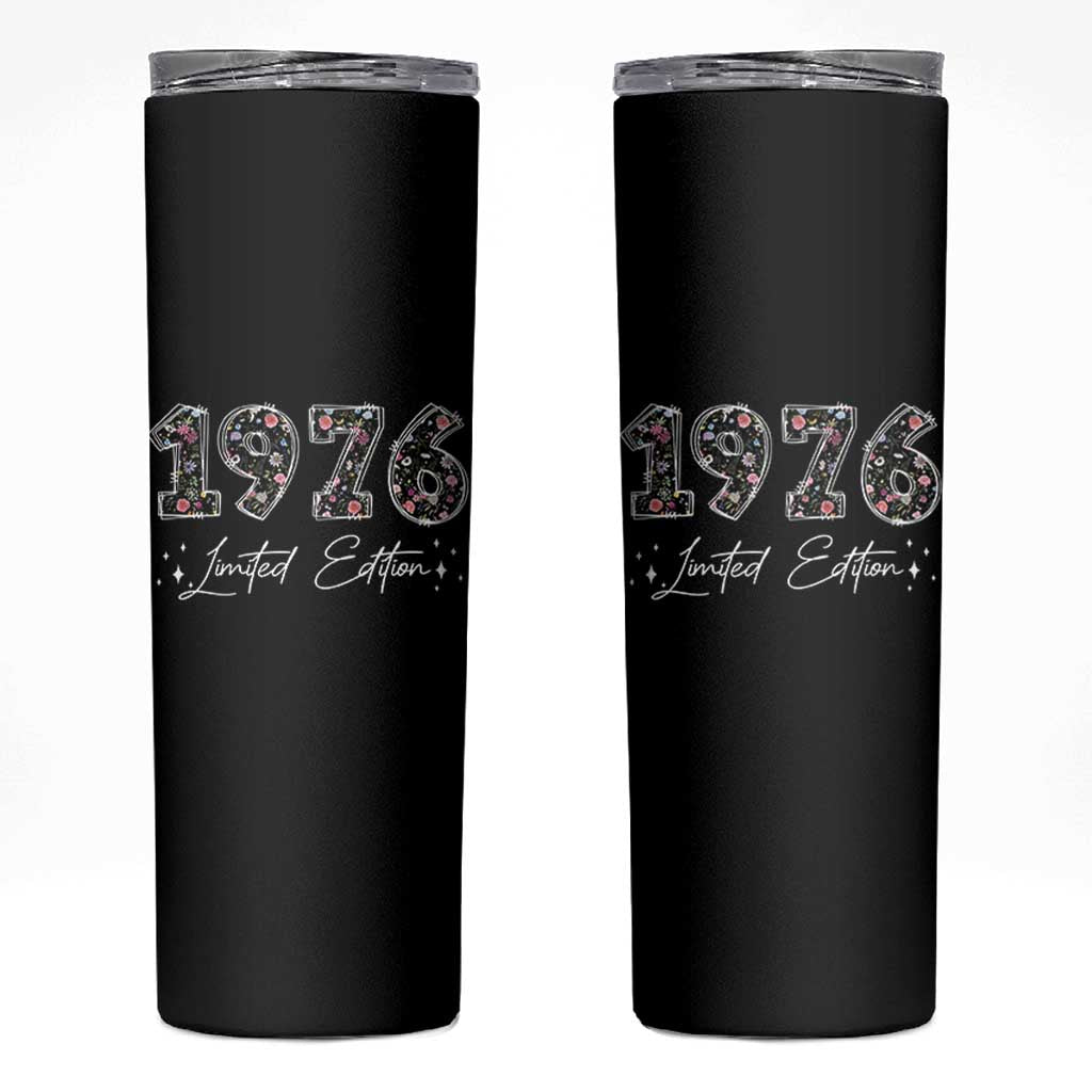 50th Birthday Skinny Tumbler Floral 1976 50 Year Old Birthday Gifts For Women