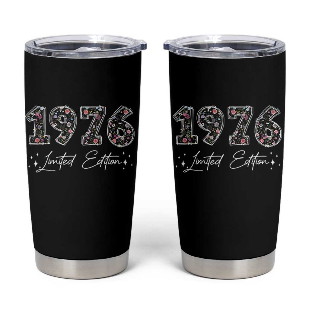50th Birthday Tumbler Cup Floral 1976 50 Year Old Birthday Gifts For Women