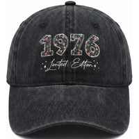 50th Birthday Washed Cotton Baseball Cap Floral 1976 50 Year Old Birthday Gifts For Women