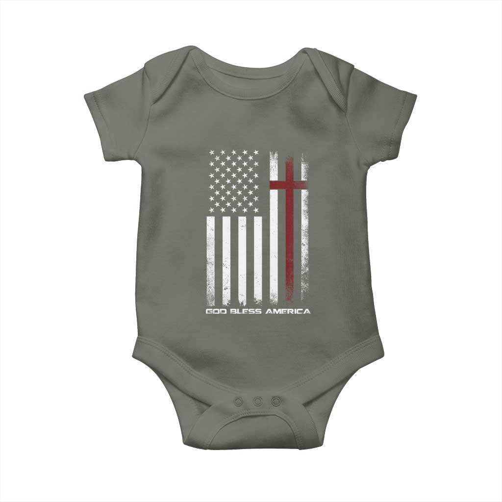 God Bless America Baby Onesie America Pride USA US Flag Patriotic 4th of July - Wonder Print Shop