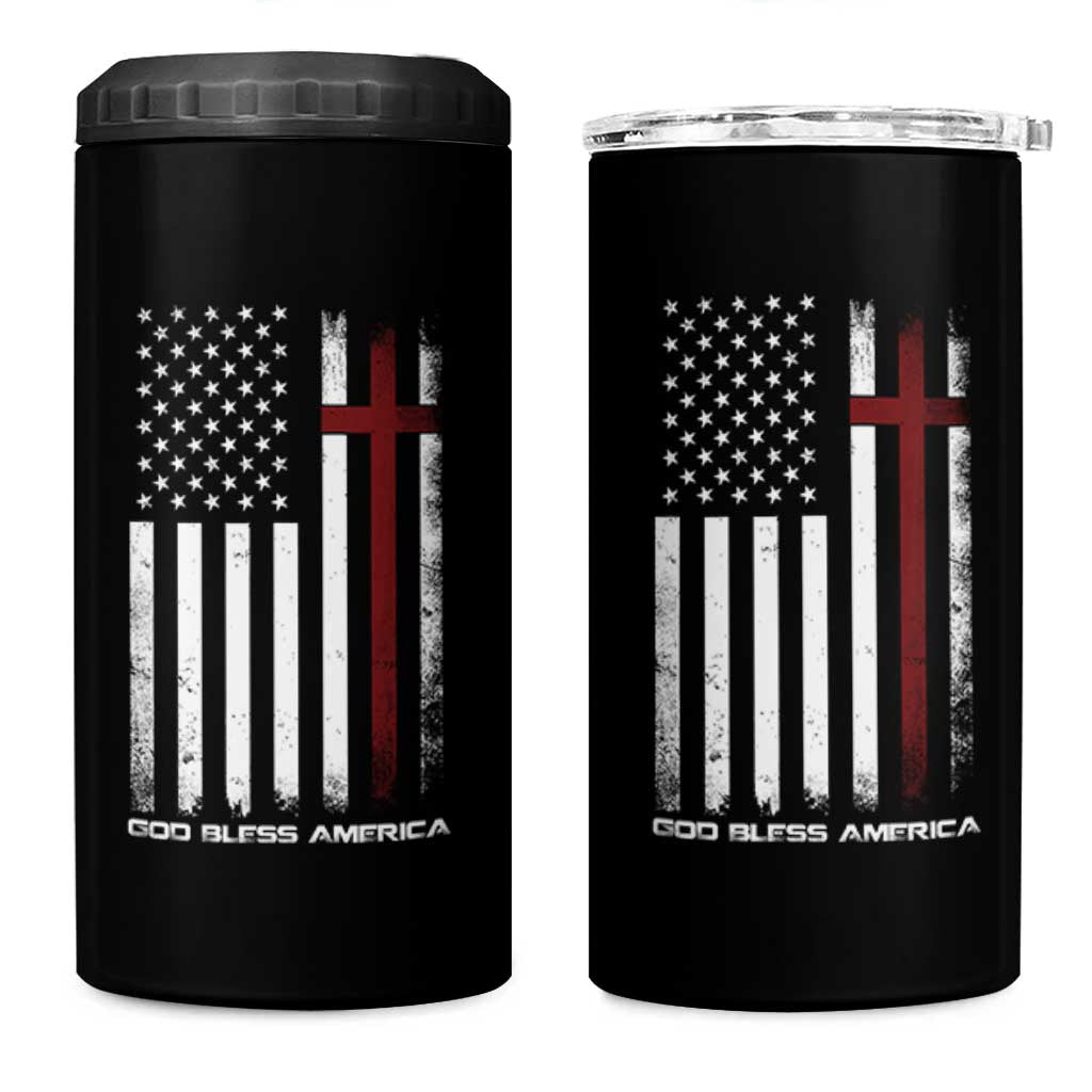 God Bless America 4 in 1 Can Cooler Tumbler America Pride USA US Flag Patriotic 4th of July - Wonder Print Shop