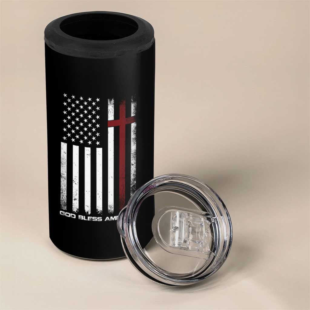 God Bless America 4 in 1 Can Cooler Tumbler America Pride USA US Flag Patriotic 4th of July - Wonder Print Shop