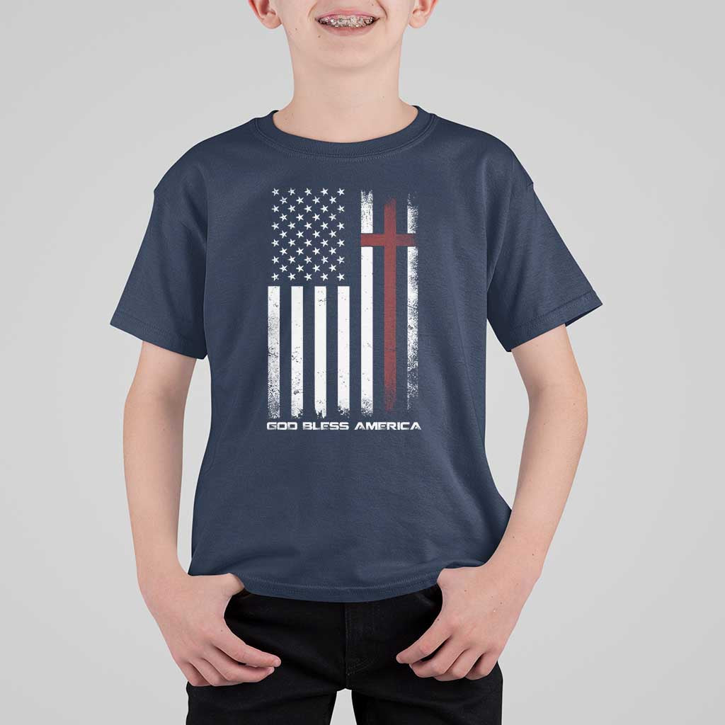 God Bless America T Shirt For Kid America Pride USA US Flag Patriotic 4th of July - Wonder Print Shop