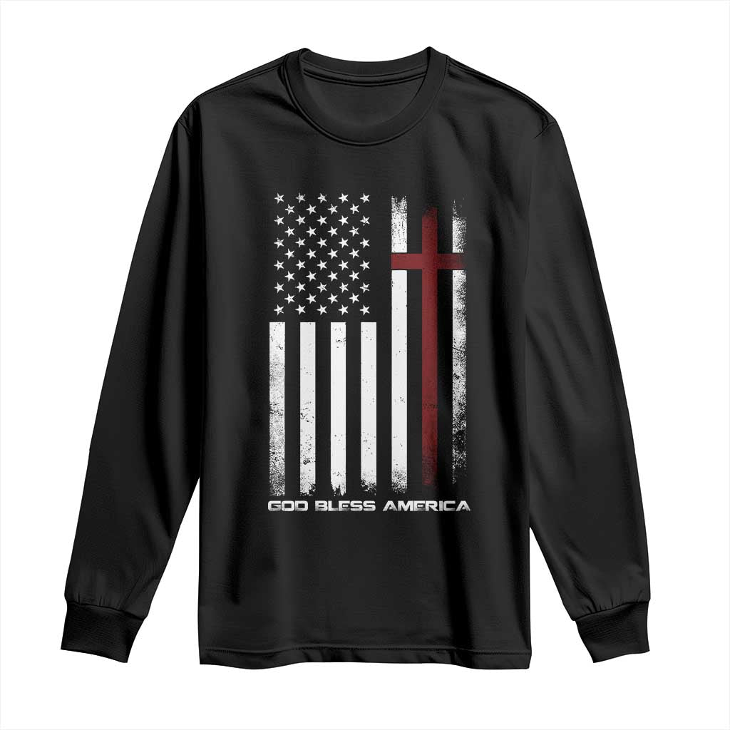 God Bless America Long Sleeve Shirt America Pride USA US Flag Patriotic 4th of July - Wonder Print Shop
