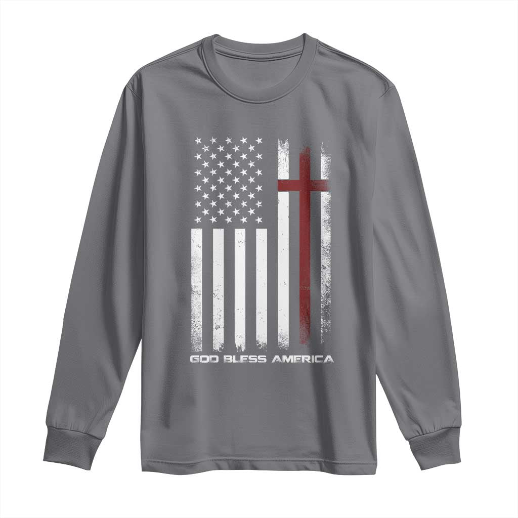 God Bless America Long Sleeve Shirt America Pride USA US Flag Patriotic 4th of July - Wonder Print Shop