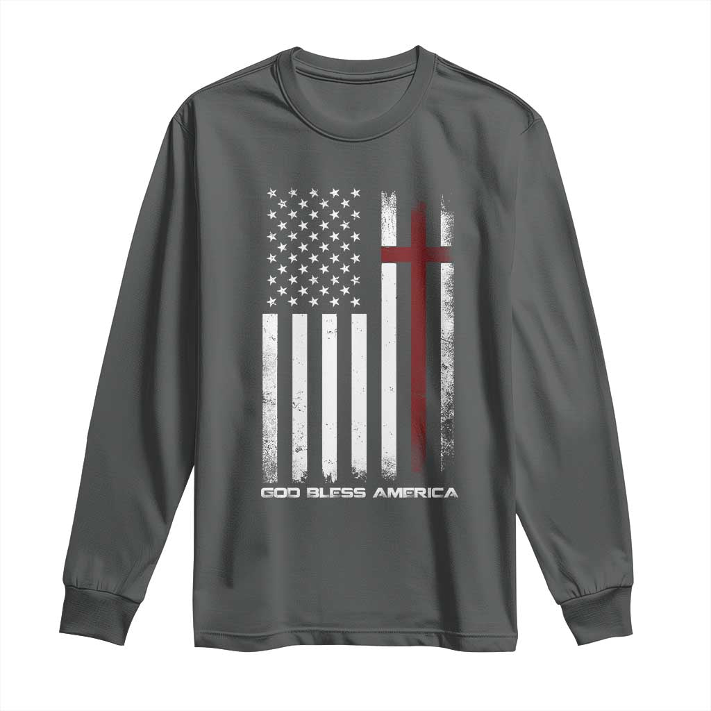 God Bless America Long Sleeve Shirt America Pride USA US Flag Patriotic 4th of July - Wonder Print Shop