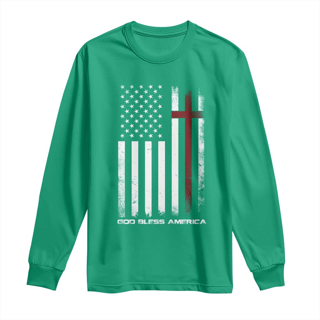 God Bless America Long Sleeve Shirt America Pride USA US Flag Patriotic 4th of July - Wonder Print Shop