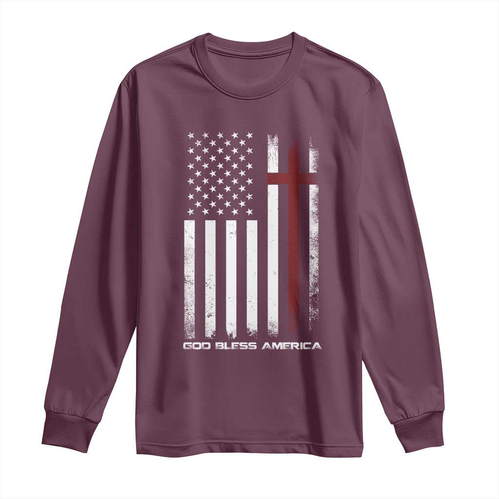 God Bless America Long Sleeve Shirt America Pride USA US Flag Patriotic 4th of July - Wonder Print Shop