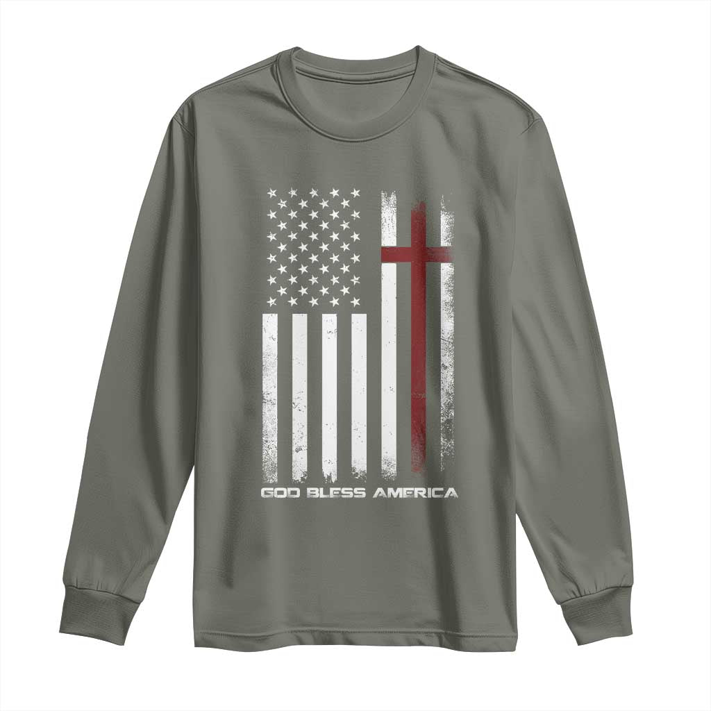 God Bless America Long Sleeve Shirt America Pride USA US Flag Patriotic 4th of July - Wonder Print Shop