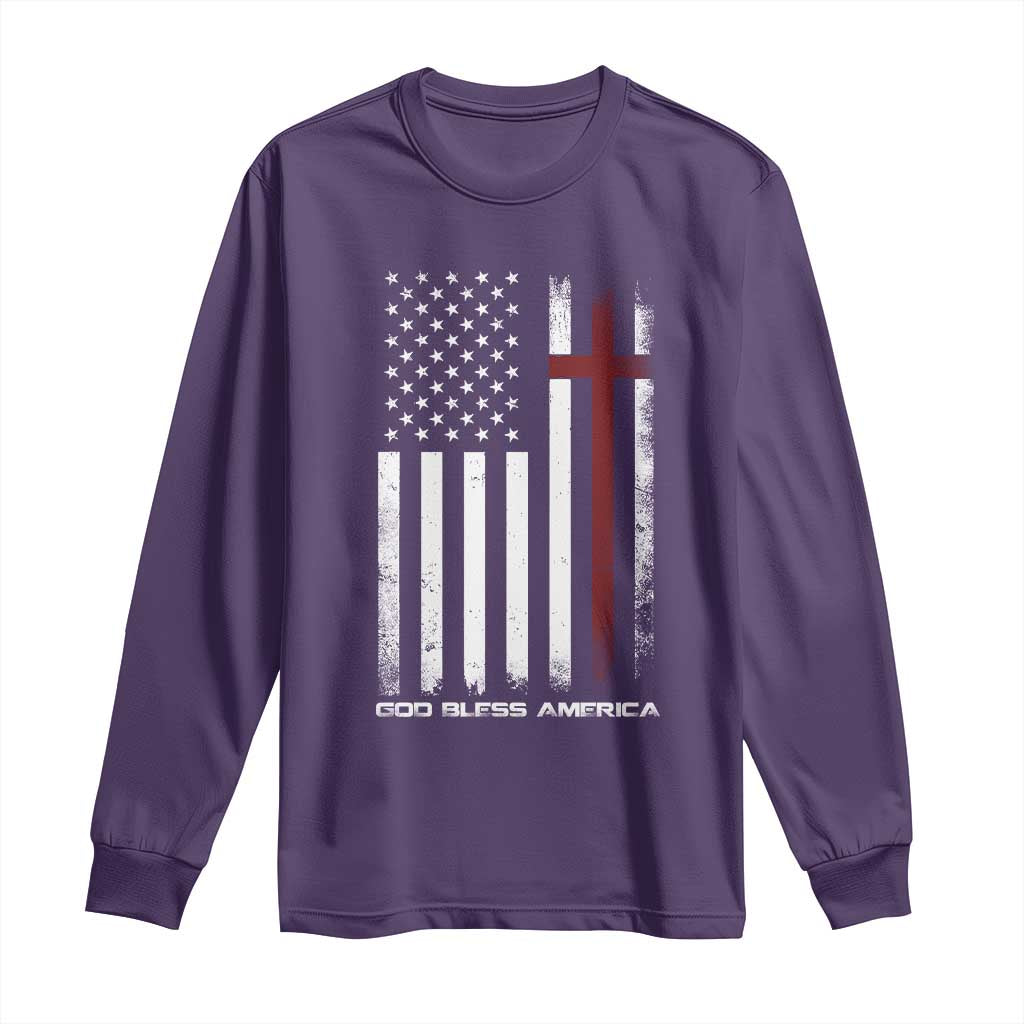 God Bless America Long Sleeve Shirt America Pride USA US Flag Patriotic 4th of July - Wonder Print Shop