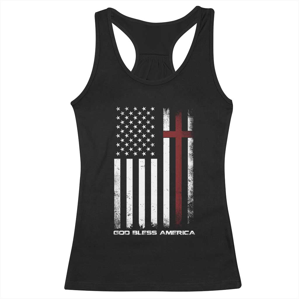 God Bless America Racerback Tank Top America Pride USA US Flag Patriotic 4th of July - Wonder Print Shop