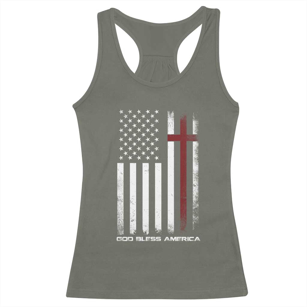 God Bless America Racerback Tank Top America Pride USA US Flag Patriotic 4th of July - Wonder Print Shop