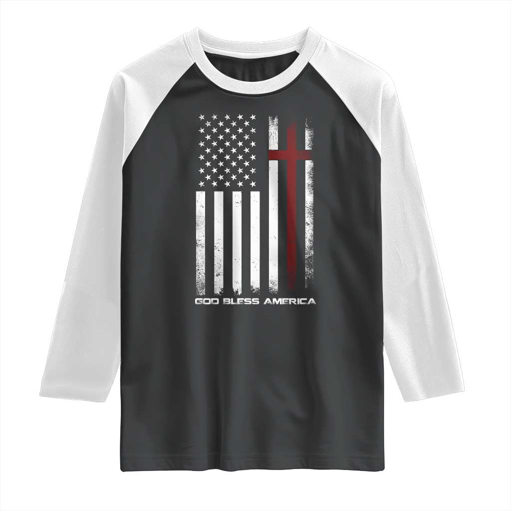God Bless America Raglan Shirt America Pride USA US Flag Patriotic 4th of July - Wonder Print Shop