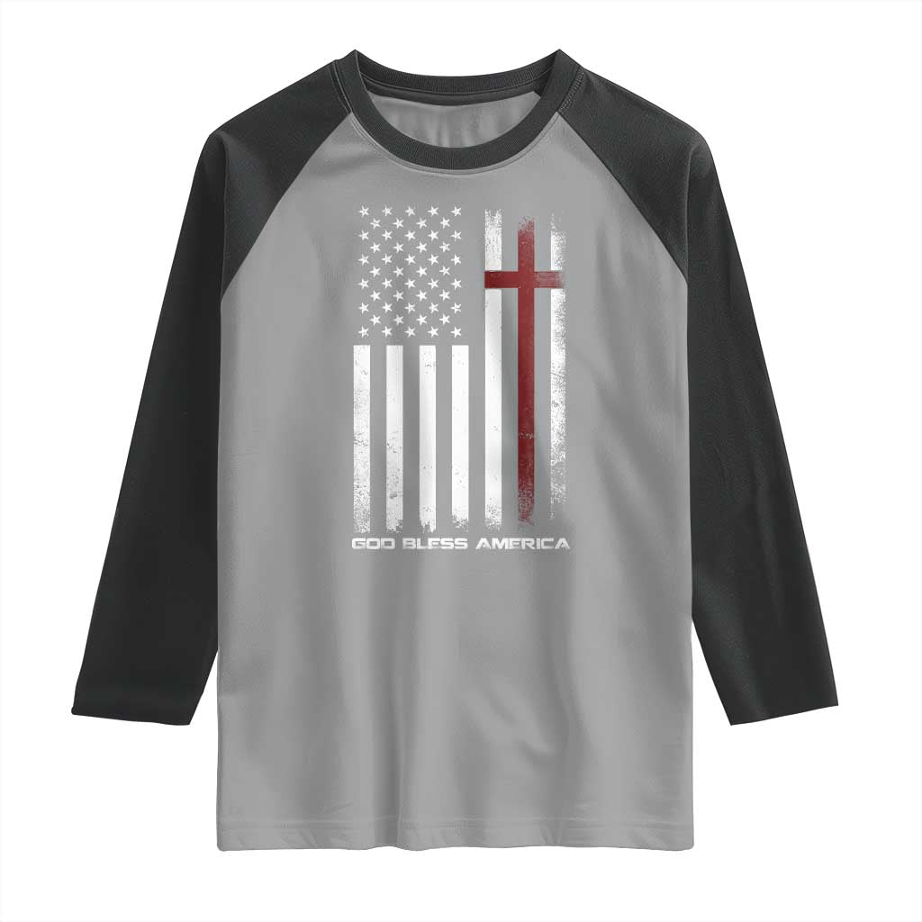 God Bless America Raglan Shirt America Pride USA US Flag Patriotic 4th of July - Wonder Print Shop