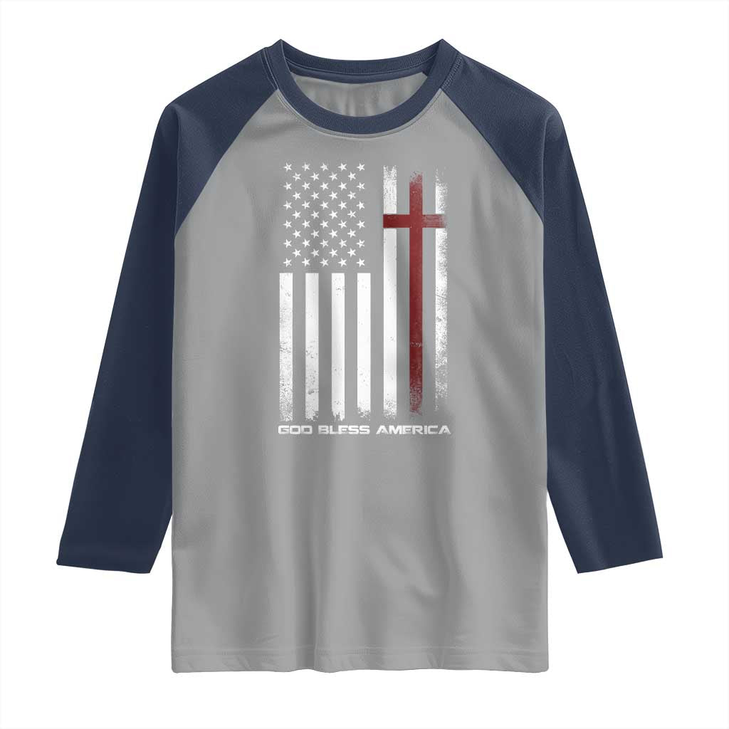 God Bless America Raglan Shirt America Pride USA US Flag Patriotic 4th of July - Wonder Print Shop