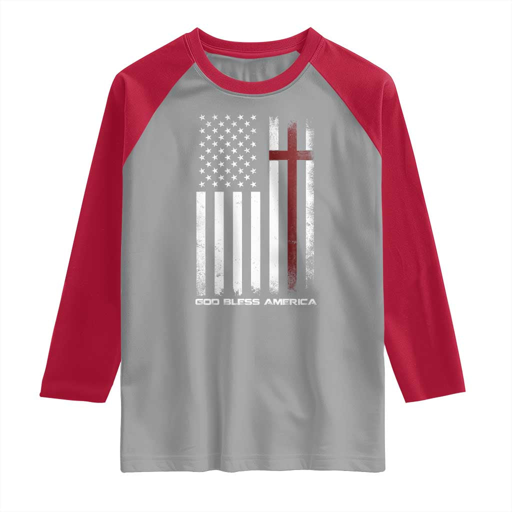 God Bless America Raglan Shirt America Pride USA US Flag Patriotic 4th of July - Wonder Print Shop